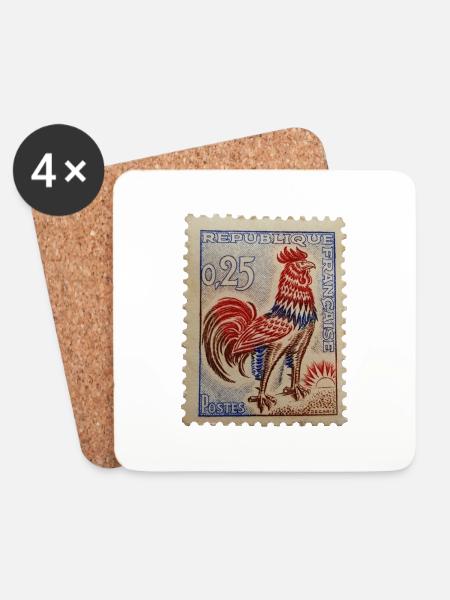 timbre français - Dessous de verre (lot de 4) - blanc