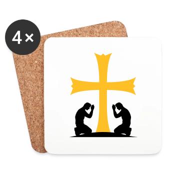pray church symbol cross jesus christ christ ka - Coasters (set of 4) - white - Front