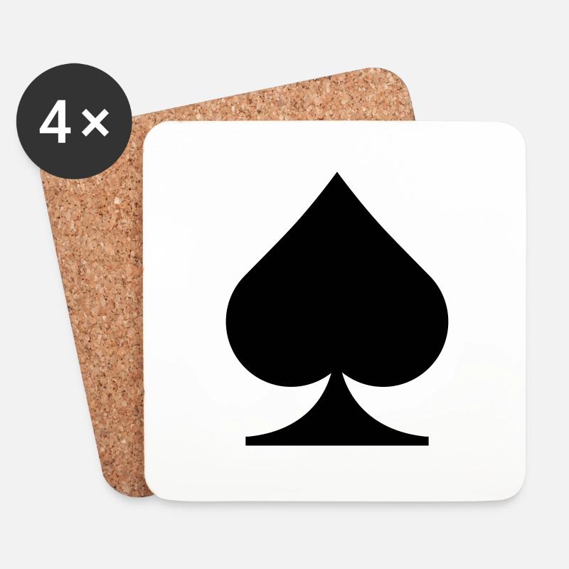 Karten Pik - Untersetzer (4er-Set) - Weiß