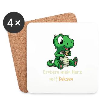 Conquer my heart with cookies Dino kinder Fantasy - Coasters (set of 4) - white - Front