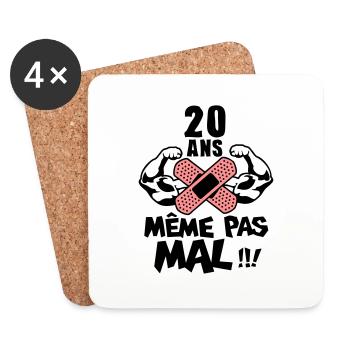 20 ans meme pas mal anniversaire muscle - Dessous de verre (lot de 4) - blanc - Devant