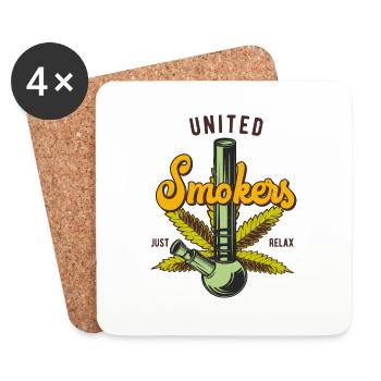 Feuille de cannabis cannabas marijuana - Dessous de verre (lot de 4) - blanc - Devant