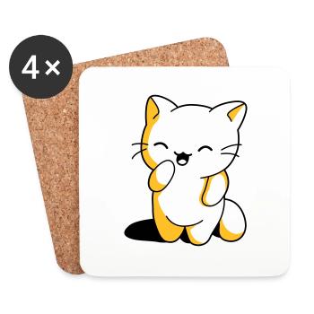 Kitten kawaii funny - Coasters (set of 4) - white - Front