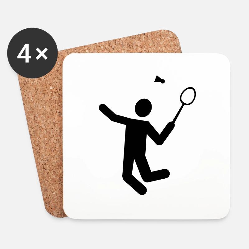Badminton - Untersetzer (4er-Set) - Weiß