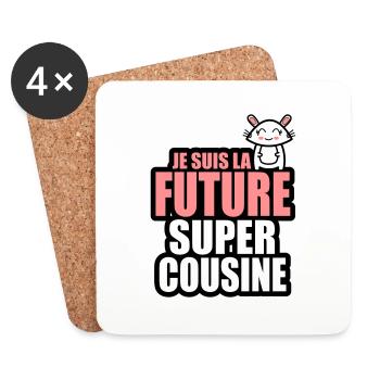 je suis la future super cousine - Dessous de verre (lot de 4) - blanc - Devant