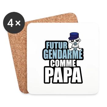 futur gendarme comme papa - Dessous de verre (lot de 4) - blanc - Devant