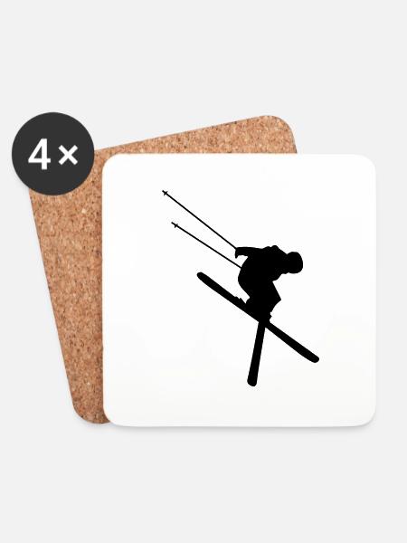 skiing - ski fahrer - skier - Untersetzer (4er-Set) - Weiß