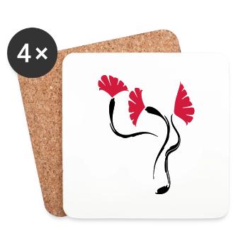 poppies_flowers - Dessous de verre (lot de 4) - blanc - Devant
