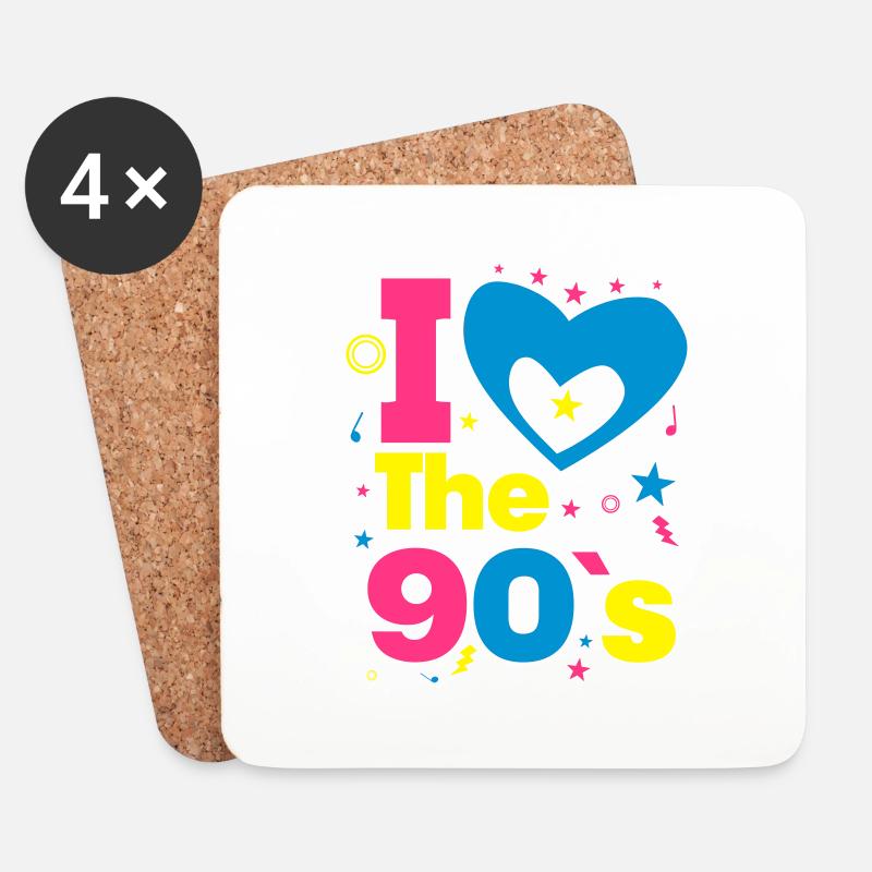 i love 90 - Untersetzer (4er-Set) - Weiß