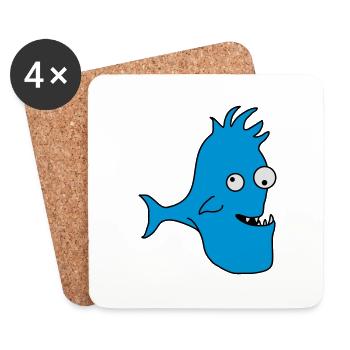 Stupid Crazy Comic Fish - Untersetzer (4er-Set) - Weiß - Vorne