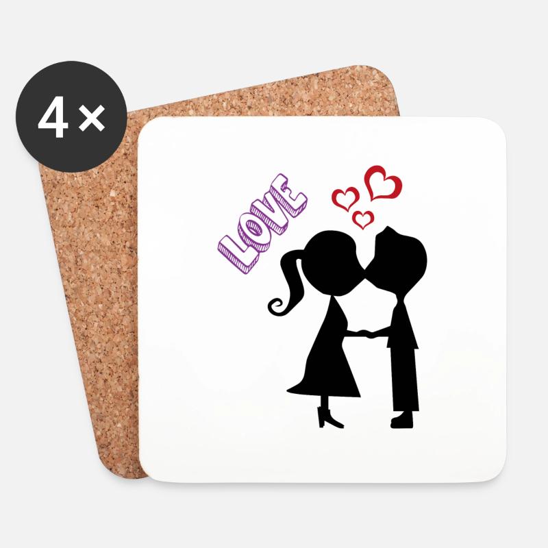 Hochzeit Brautpaar Geschenk Just Married Love - Untersetzer (4er-Set) - Weiß