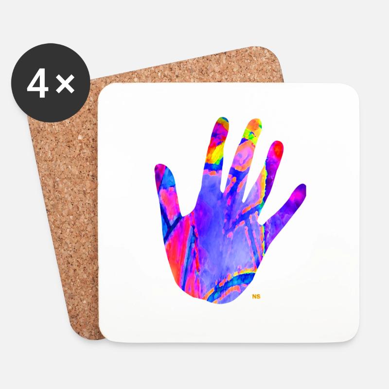 Neon hand - Coasters (set of 4) - white