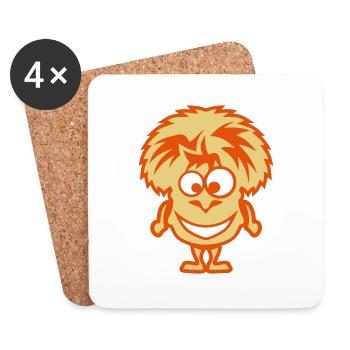 lama funny animals face cartoon - Coasters (set of 4) - white - Front
