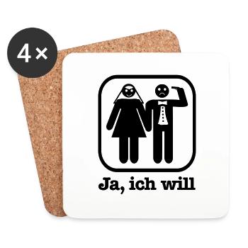 Ja ich will - Coasters (set of 4) - white - Front