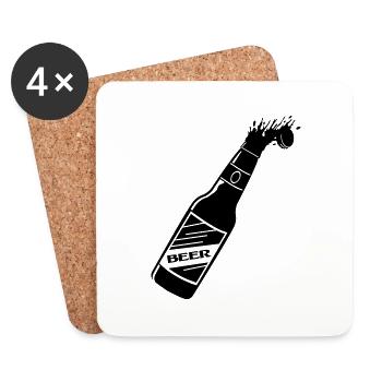 Bier Flasche - Coasters (set of 4) - white - Front