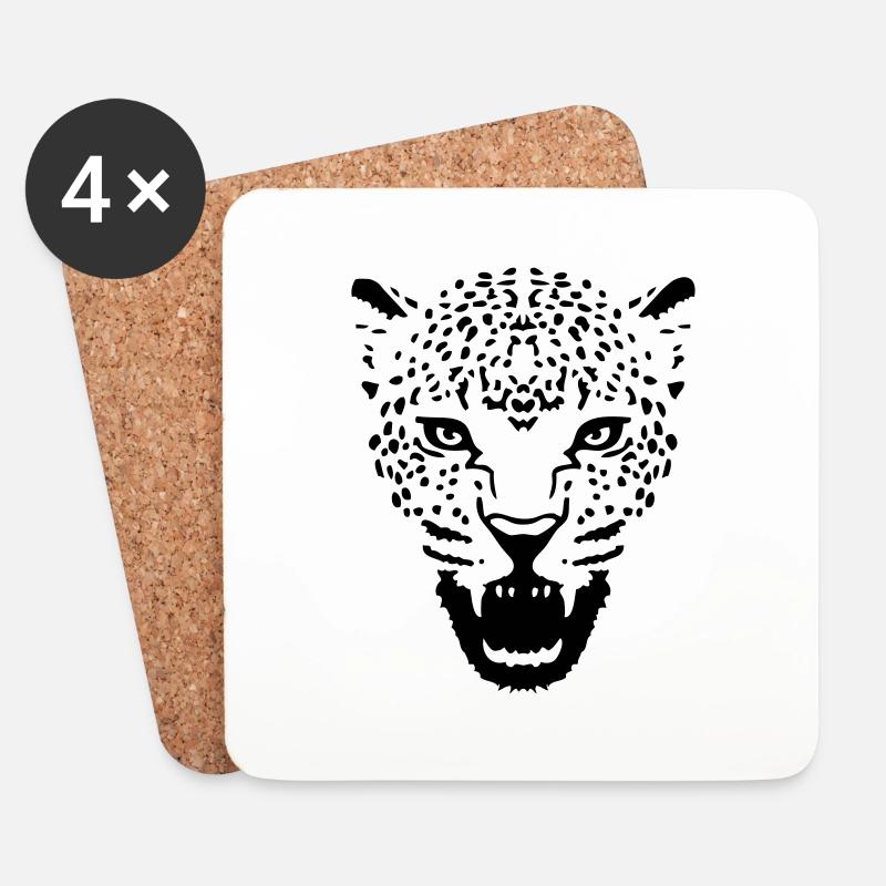 katzenkopf katzen leopard panther cougar - Untersetzer (4er-Set) - Weiß