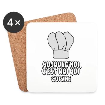 je_suis_en_cuisine,message,citations - Dessous de verre (lot de 4) - blanc - Devant