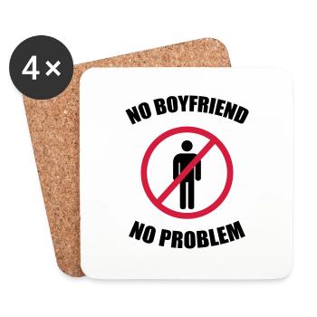 no_boyfriend_no_problem - Dessous de verre (lot de 4) - blanc - Devant