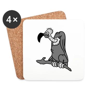 Dessin animé comique drôle vautour sur branche - Dessous de verre (lot de 4) - blanc - Devant