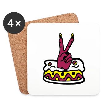 birthday cake durdur victory - Coasters (set of 4) - white - Front