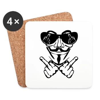 anonyme Maske fick Lünette - Untersetzer (4er-Set) - Weiß - Vorne