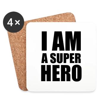 i_am_a_super_hero - Dessous de verre (lot de 4) - blanc - Devant