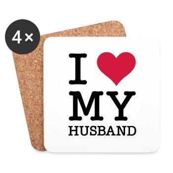 I Love My Husband - Untersetzer (4er-Set) - Weiß - Vorne