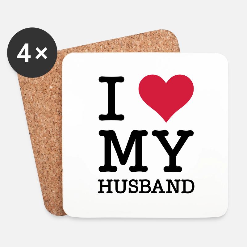 I Love My Husband - Untersetzer (4er-Set) - Weiß