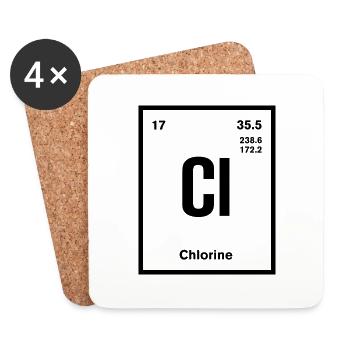 Chlor Element im Periodensystem - Untersetzer (4er-Set) - Weiß - Vorne