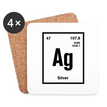 Silver Element im Periodensystem - Untersetzer (4er-Set) - Weiß - Vorne