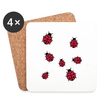 Kleiner Marienkäfer - Untersetzer (4er-Set) - Weiß - Vorne