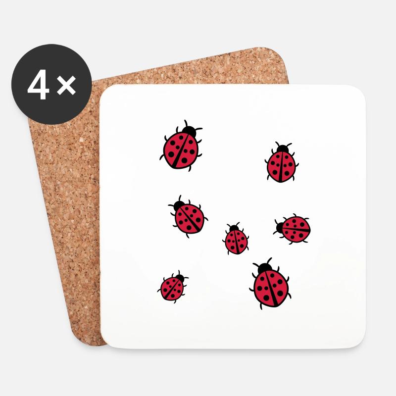 Kleiner Marienkäfer - Untersetzer (4er-Set) - Weiß