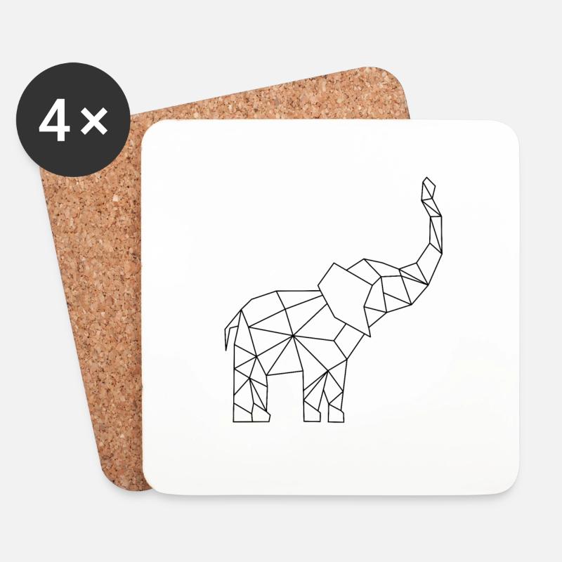Elefant - Untersetzer (4er-Set) - Weiß