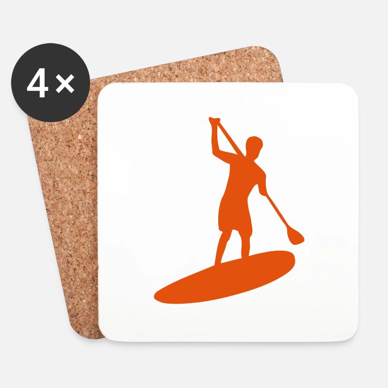 paddle board silhouette - Untersetzer (4er-Set) - Weiß