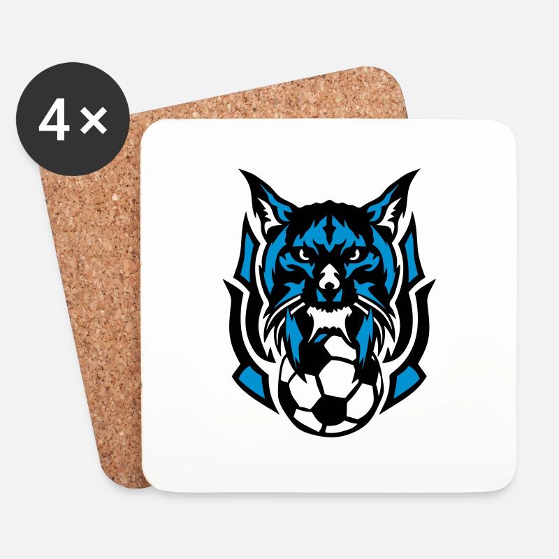 Fußball Luchs Wild Logo Tierverein - Untersetzer (4er-Set) - Weiß