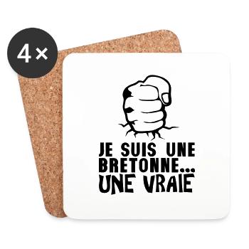 bretonne vraie poing frappe ferme - Dessous de verre (lot de 4) - blanc - Devant