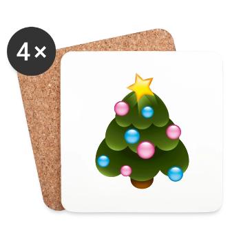 Smiley Christmas Tree - Untersetzer (4er-Set) - Weiß - Vorne