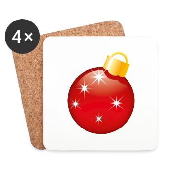 Smiley Christmas bauble - Untersetzer (4er-Set) - Weiß - Vorne