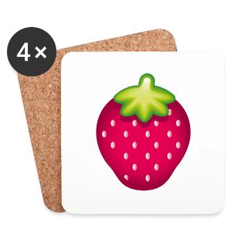 Smiley Strawberry - Untersetzer (4er-Set) - Weiß - Vorne