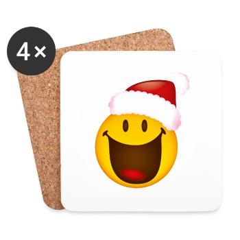Smiley Glossy Big Happy Christmas - Coasters (set of 4) - white - Front