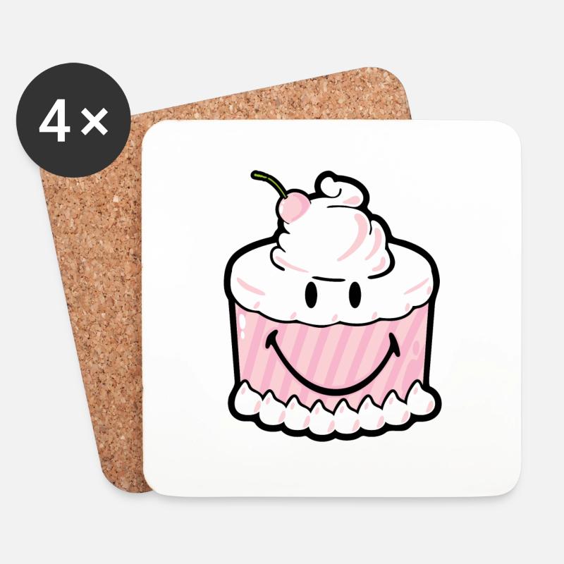 Smiley Cake - Untersetzer (4er-Set) - Weiß