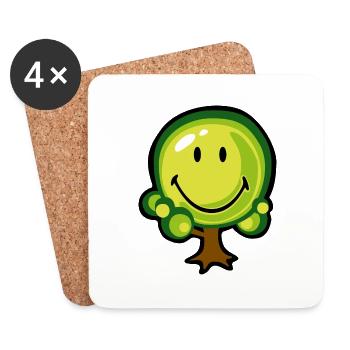 Smiley Oak Tree - Untersetzer (4er-Set) - Weiß - Vorne