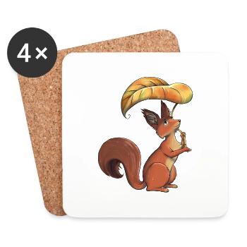 Herbst Eichhörnchen - Untersetzer (4er-Set) - Weiß - Vorne