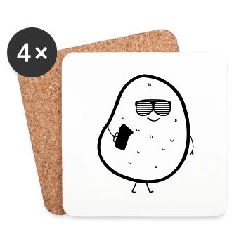 pomme de terre avec de la bière - Dessous de verre (lot de 4) - blanc - Devant