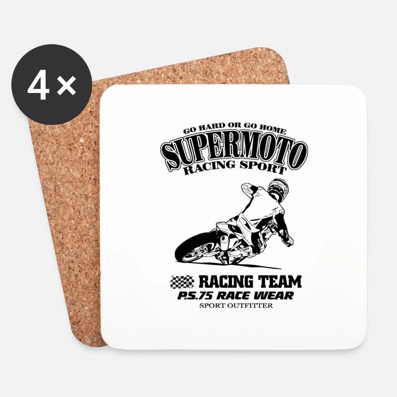 Supermoto - Untersetzer (4er-Set) - Weiß