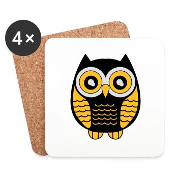 eule_02 - Coasters (set of 4) - white - Front