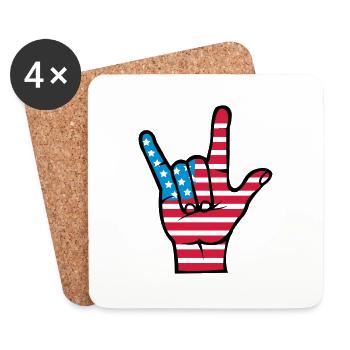 hand_usa - Dessous de verre (lot de 4) - blanc - Devant