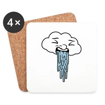 vomissant drôle nuage de pluie - Dessous de verre (lot de 4) - blanc - Devant