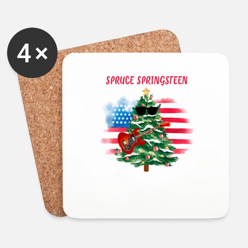 Fichte Springsteen - Untersetzer (4er-Set) - Weiß