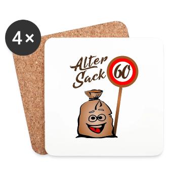 Alter Sack - 60. Geburtstag - 60 - Sechzig - Untersetzer (4er-Set) - Weiß - Vorne